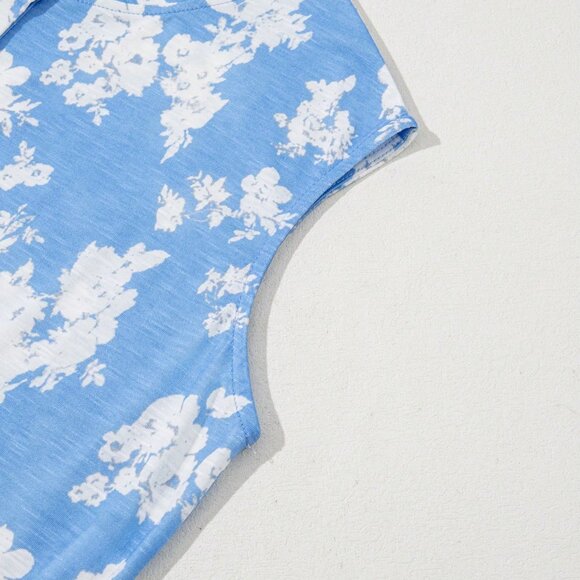 Blue Boho Women's Forget-Me-Not Print Wide Leg Sleeveless Jumpsuit - Picture 7 of 8